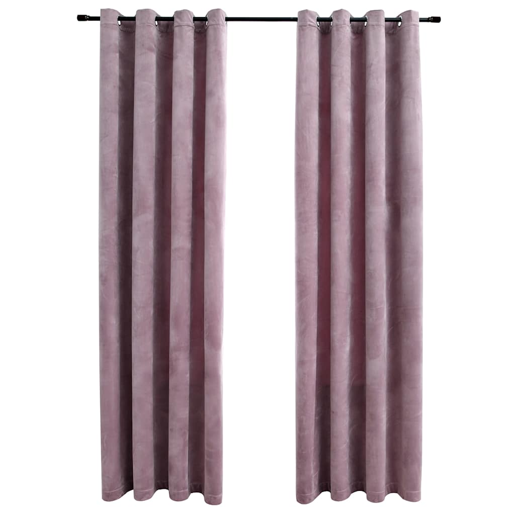 vidaXL Zatemňovacie závesy s očkami 2 ks, zamat, staroružové 140x245cm