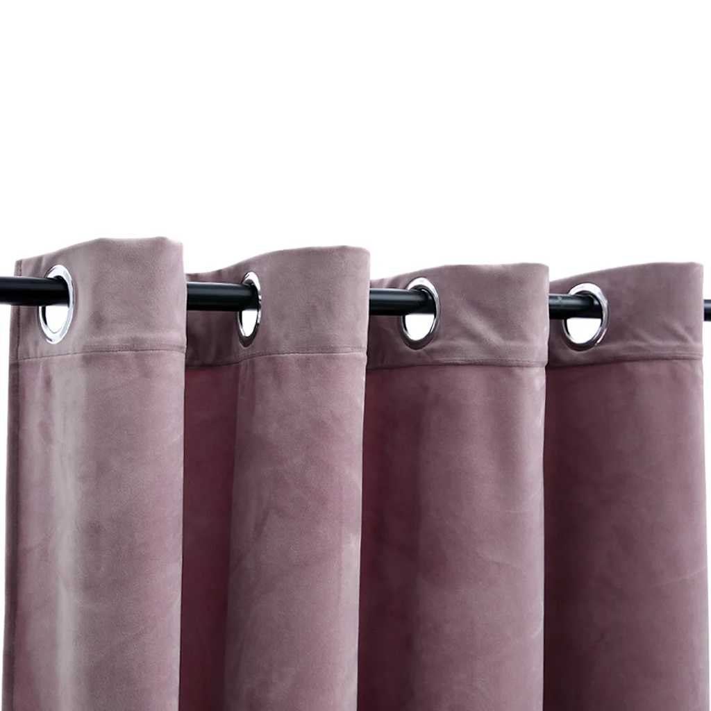vidaXL Zatemňovacie závesy s očkami 2 ks, zamat, staroružové 140x245cm