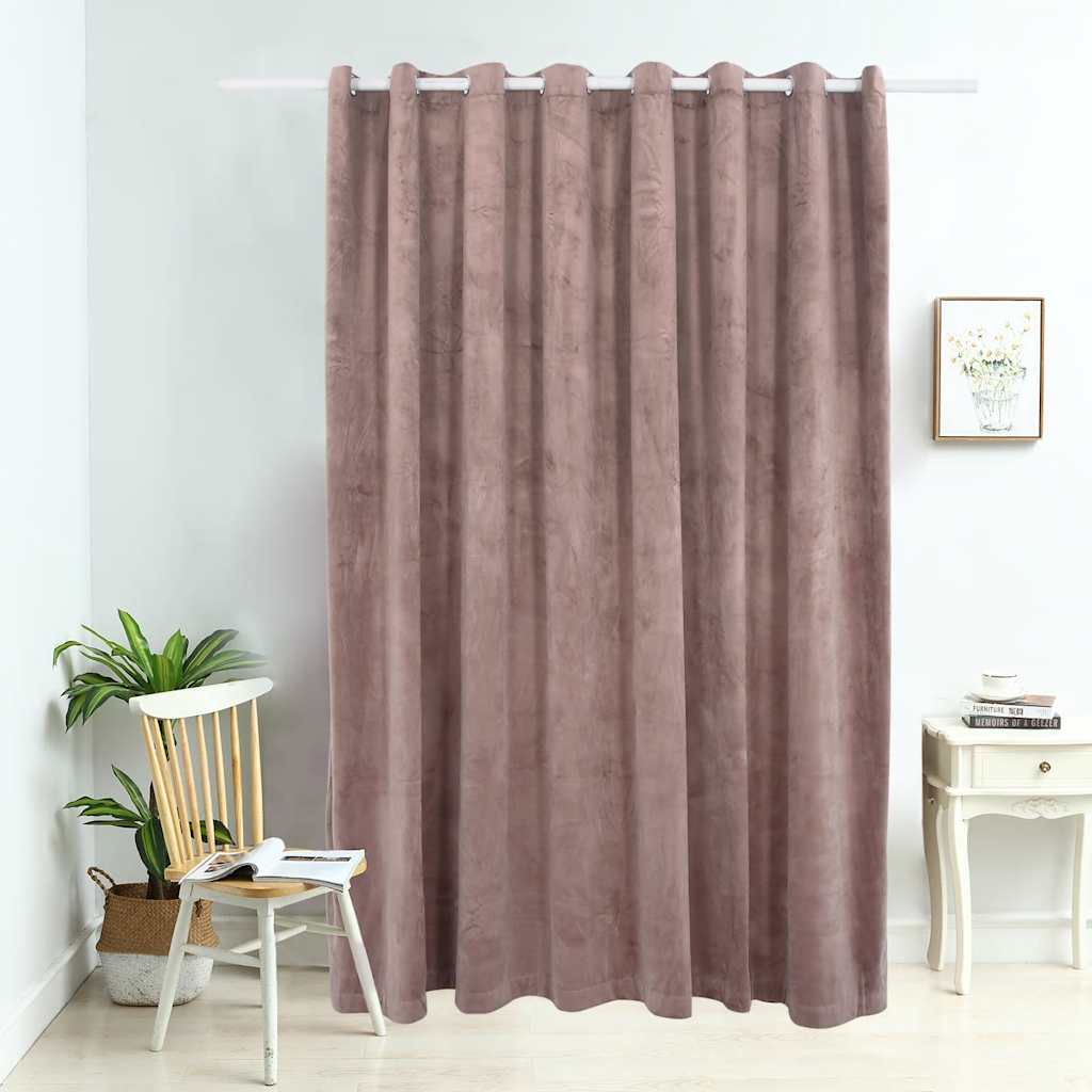 vidaXL Draperie opacă roz antichizat 290x245 cm catifea inele metalice