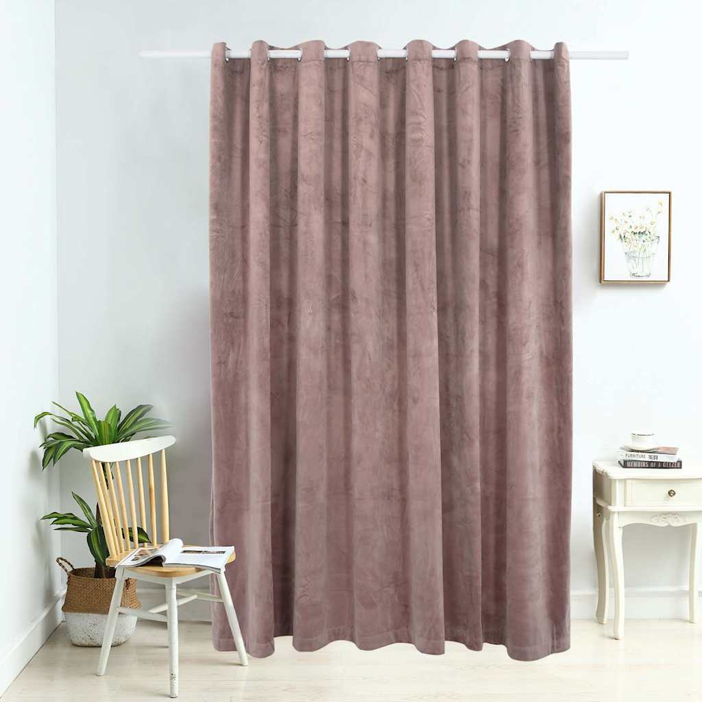 vidaXL mørklægningsgardin med metalringe 290x245 cm fløjl gammelrosa