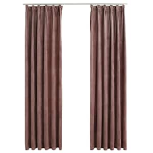vidaXL pimendavad kardinad 2 tk konksud, samet, vanaroosa, 140x245 cm