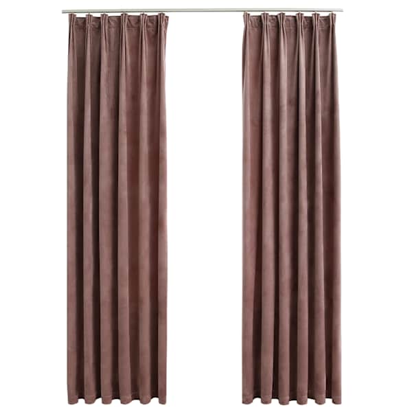 vidaXL pimendavad kardinad 2 tk konksud, samet, vanaroosa, 140x245 cm