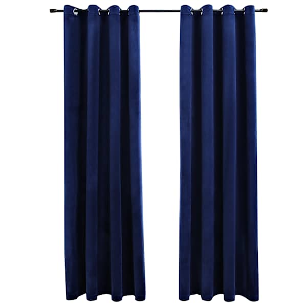vidaXL pimendavad kardinad r&otilde;ngastega 2 tk samet tumesinine 140x175 cm