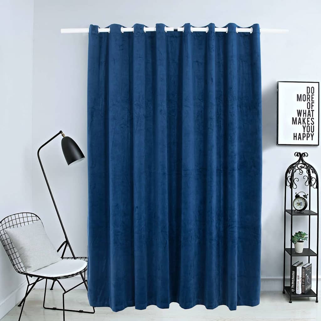Mørklægningsgardin med metalringe 290 × 245 cm - mørkeblå fløjl