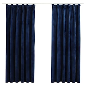 vidaXL pimendavad kardinad 2 tk konksud, samet, tumesinine, 140x175 cm