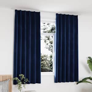 vidaXL pimendavad kardinad 2 tk konksud, samet, tumesinine, 140x175 cm