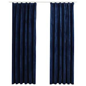 vidaXL pimendavad kardinad 2 tk konksud, samet, tumesinine, 140x225 cm