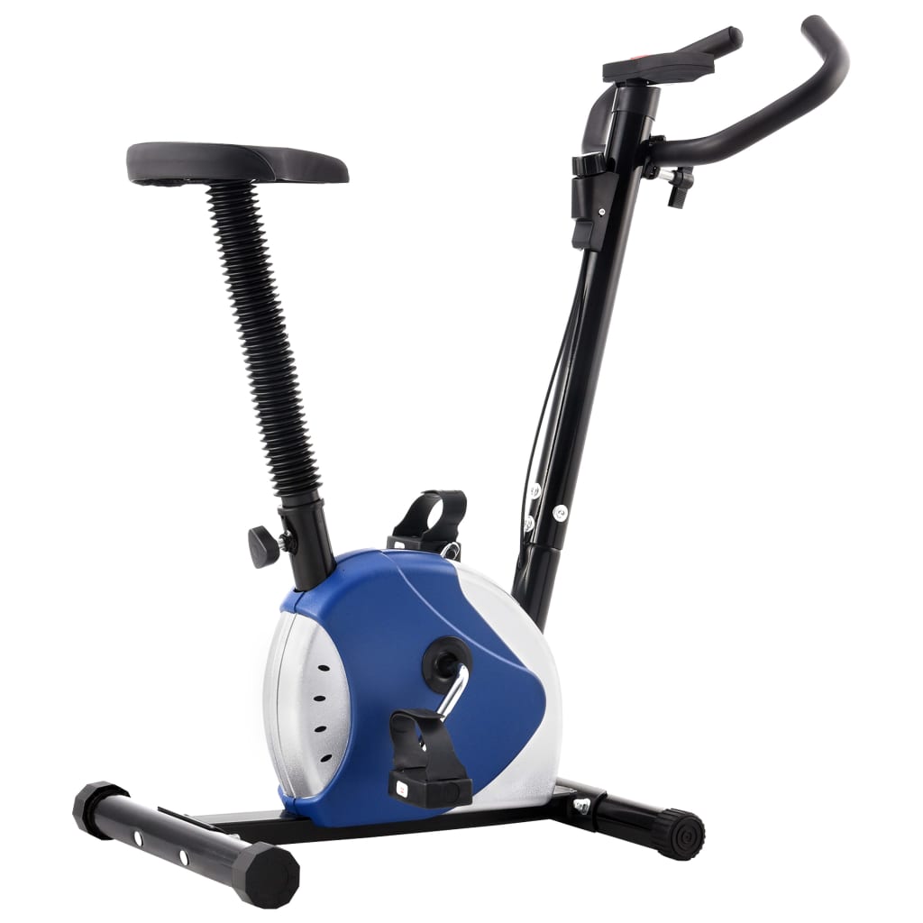 vidaXL Bicicletă de fitness cu centură de rezistență, albastru vidaxl.ro