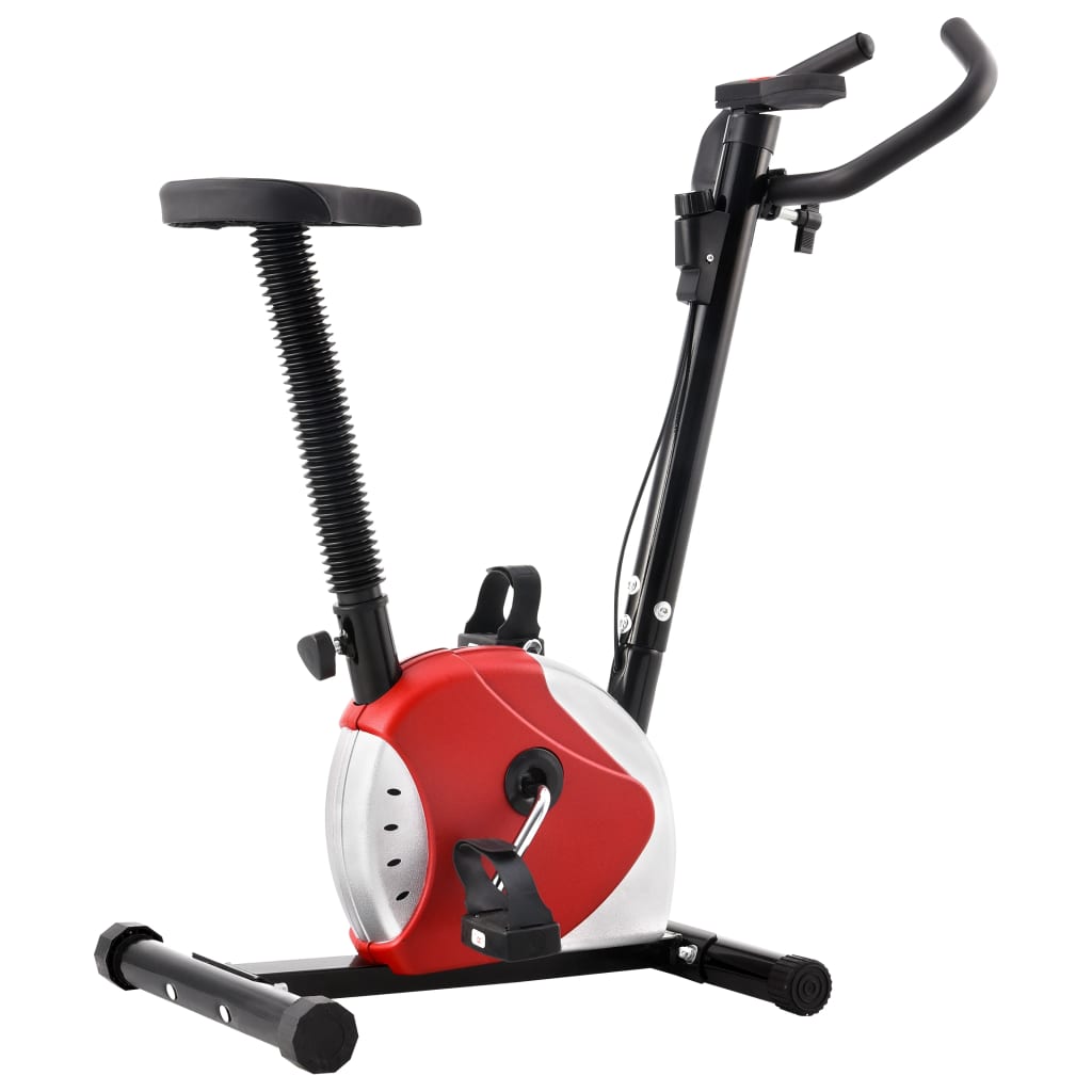 vidaXL Bicicletă de fitness cu centură de rezistență, roșu vidaXL