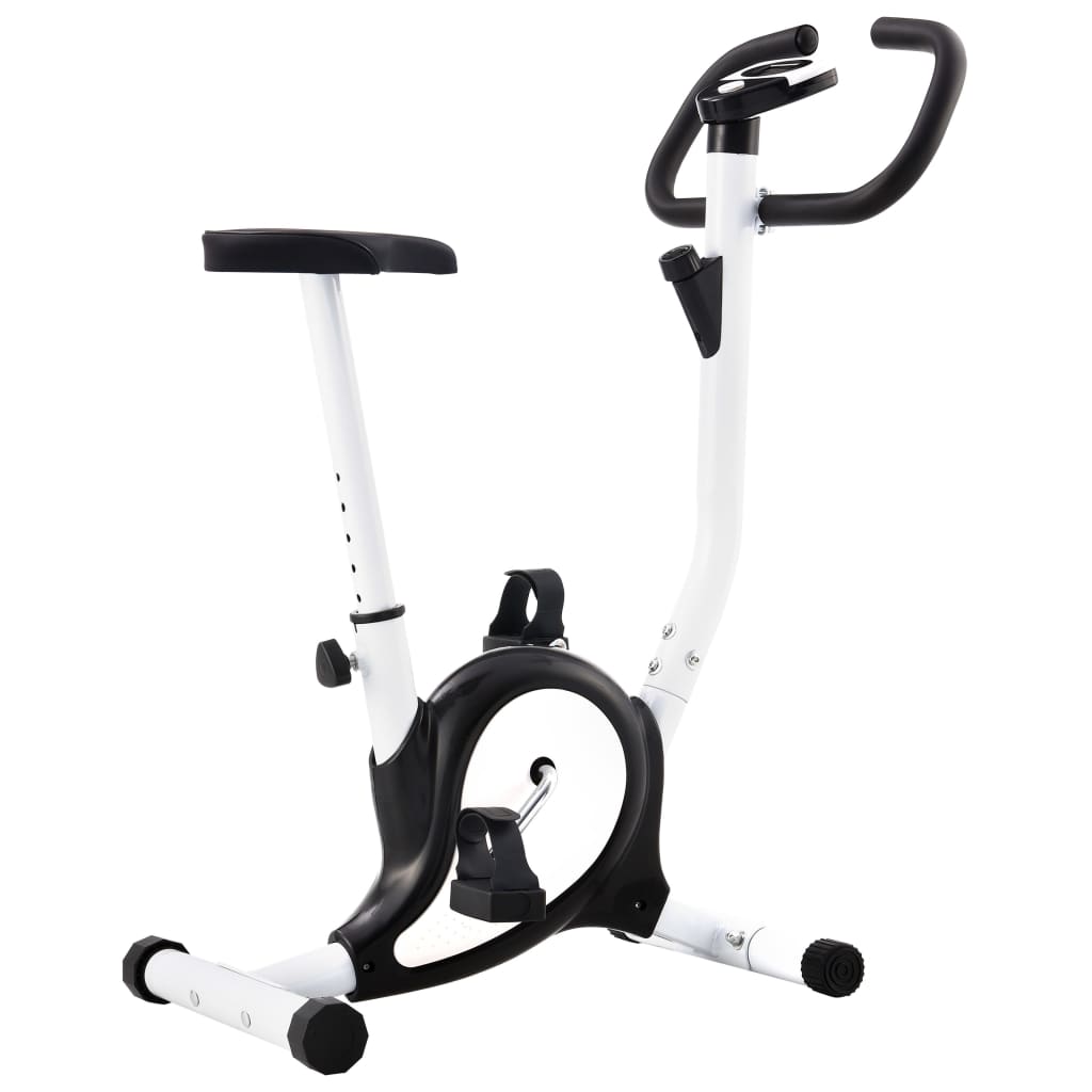 vidaXL Bicicletă fitness cu centură de rezistență, negru imagine vidaxl.ro