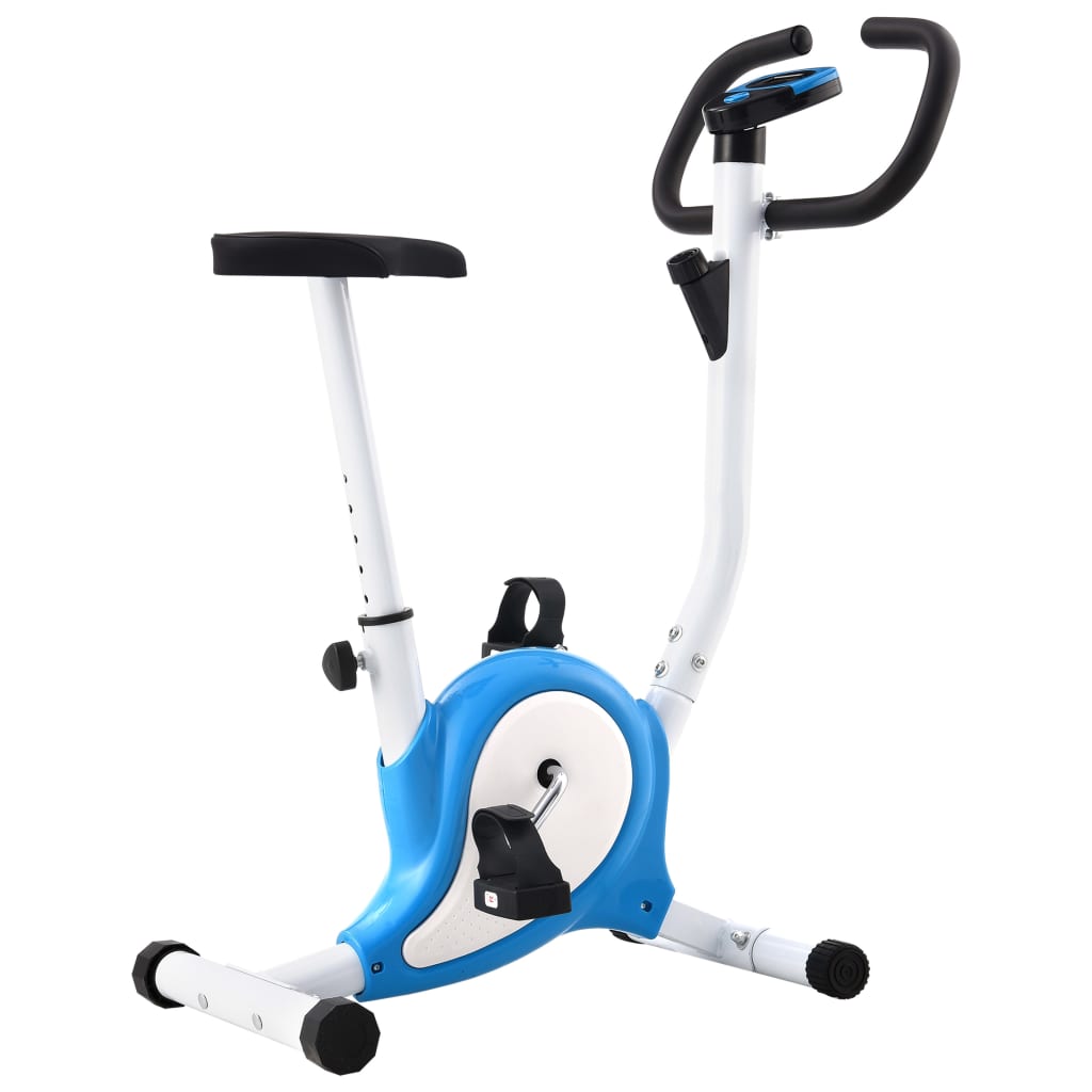 vidaXL Bicicletă fitness cu centură de rezistență, albastru vidaXL