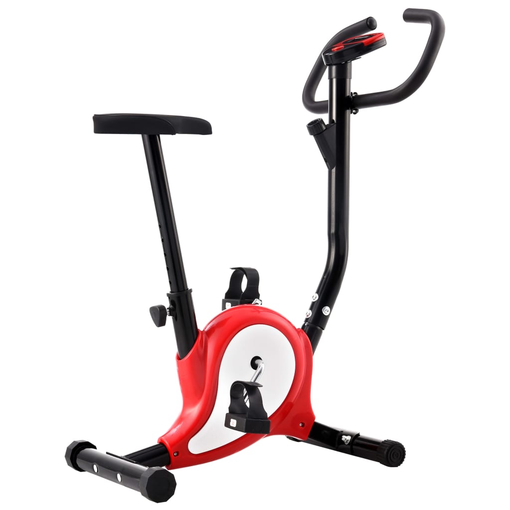 vidaXL Bicicletă fitness cu centură de rezistență, roșu vidaXL