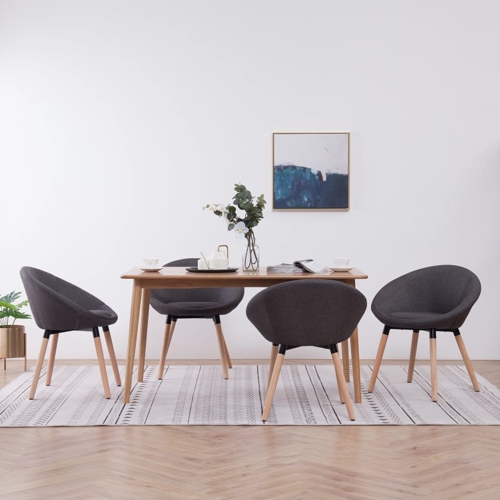 vida XL Esszimmerstühle 4 Stk. Dunkelgrau Stoff