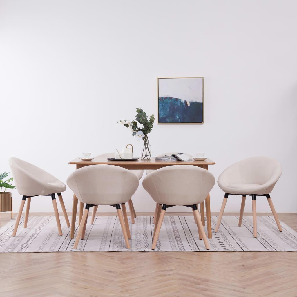 Chaises à manger lot de 6 crème tissu