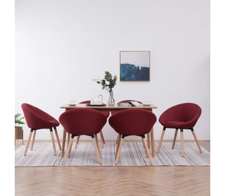 Vidaxl 6 Pcs Chaises De Salle A Manger Rouge Bordeaux Tissu