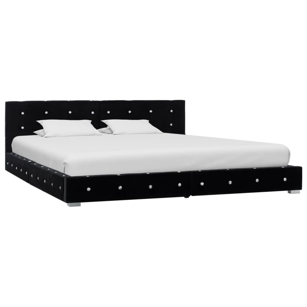 vidaXL Bed met traagschuim matras fluweel zwart 180x200 cm afbeelding