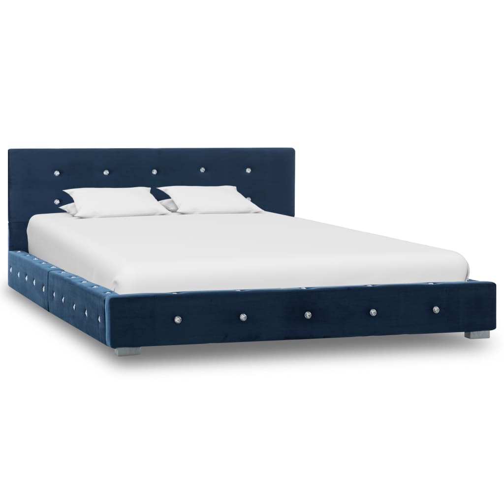 Bed met traagschuim matras fluweel blauw 120x200 cm