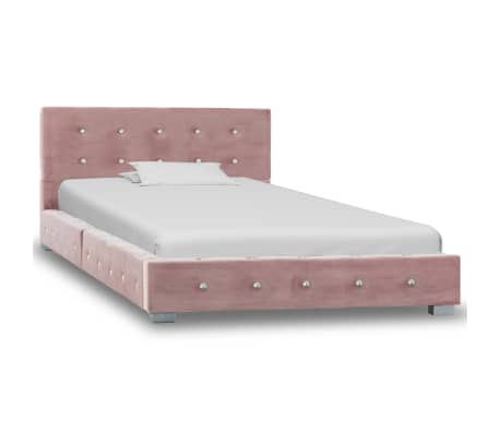 vidaXL Bed met traagschuim matras fluweel roze 90x200 cm