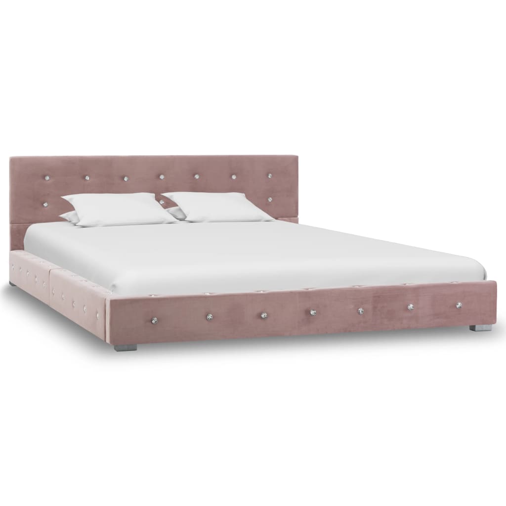 vidaXL Lit avec matelas à mémoire de forme Rose Velours 140 x 200 cm