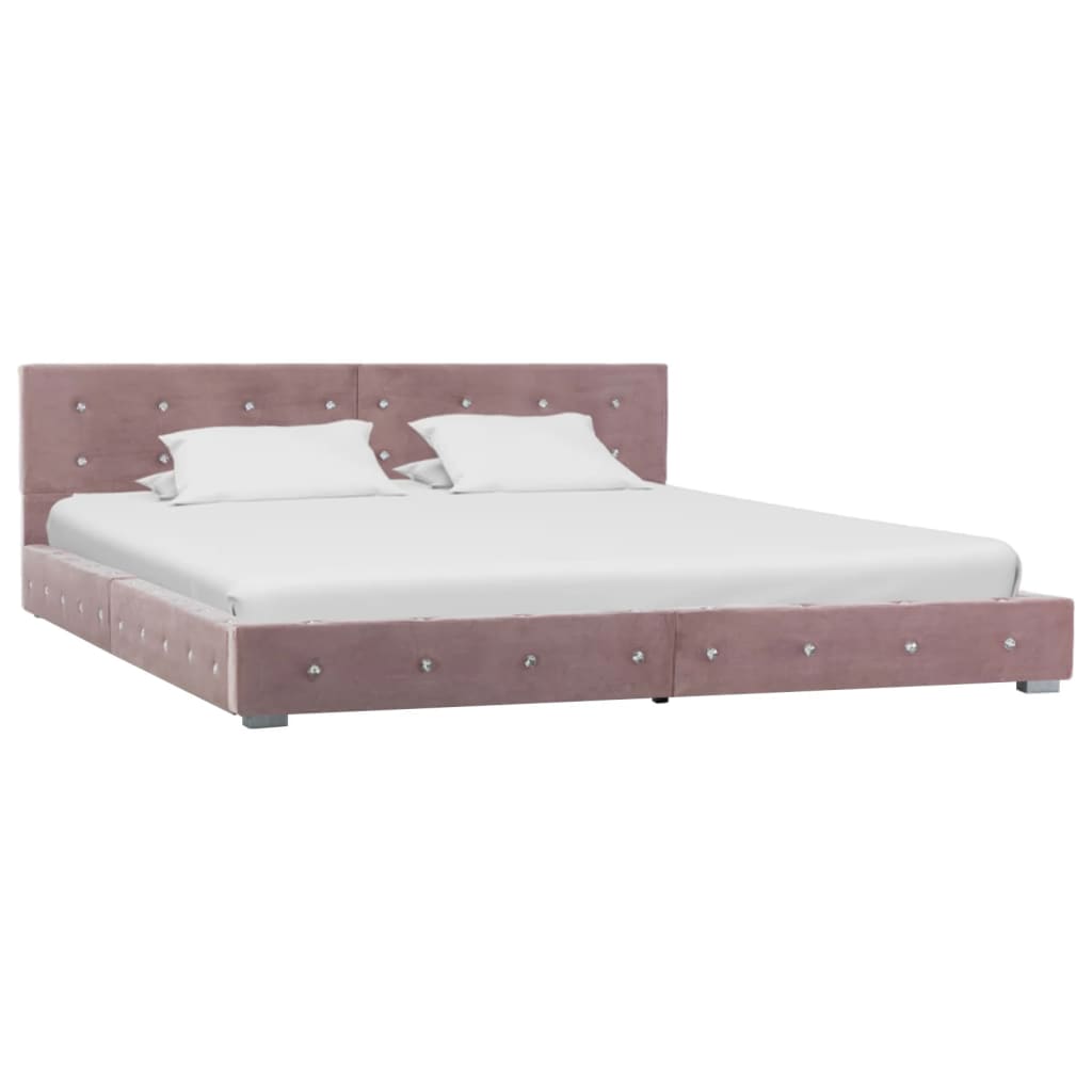 vidaXL gulta ar atmiņas efekta matraci, rozā samts, 160x200 cm