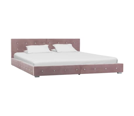 vidaXL Bed met traagschuim matras fluweel roze 160x200 cm