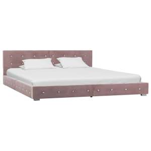 vidaXL Κρεβάτι Ροζ 160 x 200 εκ. Βελούδινο με Στρώμα Αφρού Μνήμης
