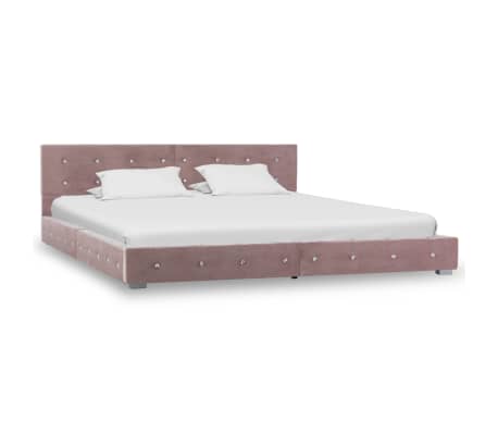 vidaXL gulta ar atmiņas matraci, rozā samts, 180x200 cm