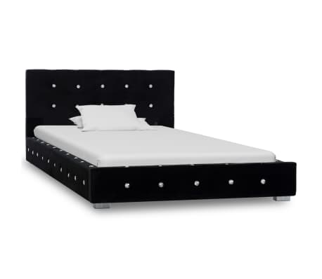 vidaXL Κρεβάτι Μαύρο 90 x 200 εκ. Βελούδινο με Στρώμα