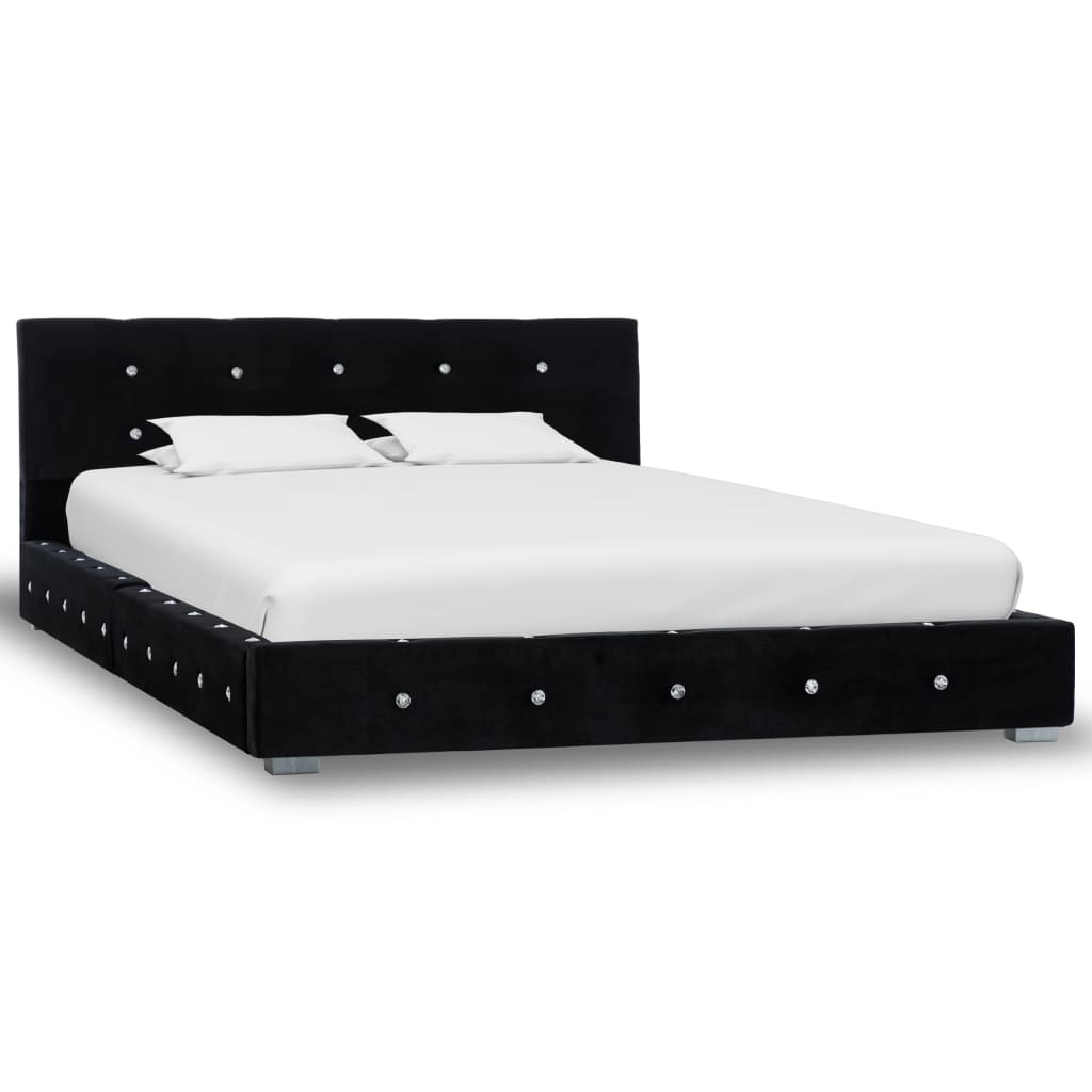 vidaXL Lit avec matelas Noir Velours 120 x 200 cm