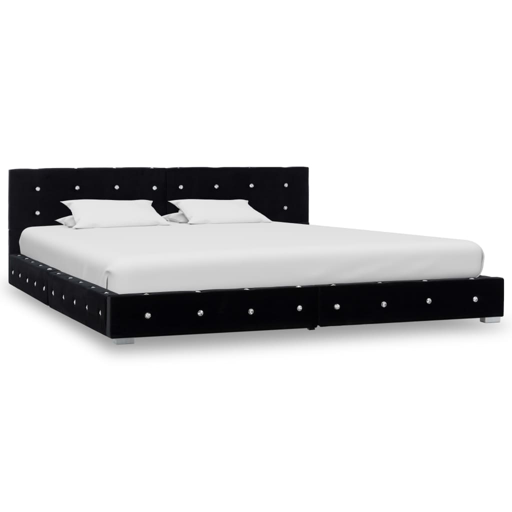 vidaXL Lit avec matelas Noir Velours 160 x 200 cm