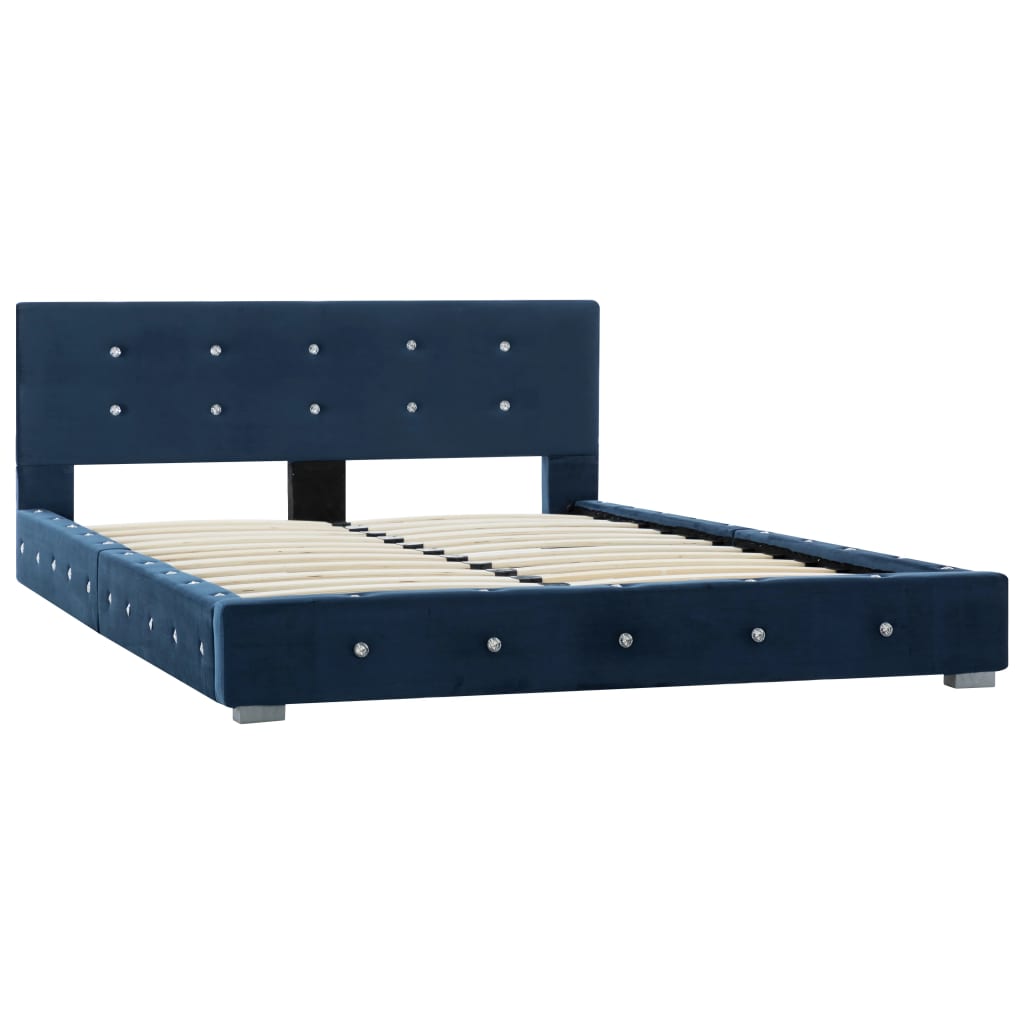 vidaXL Bed met matras fluweel blauw 120x200 cm