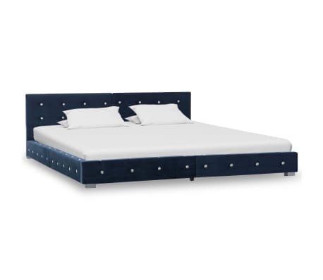 vidaXL Cama com colchão 180x200 cm veludo azul