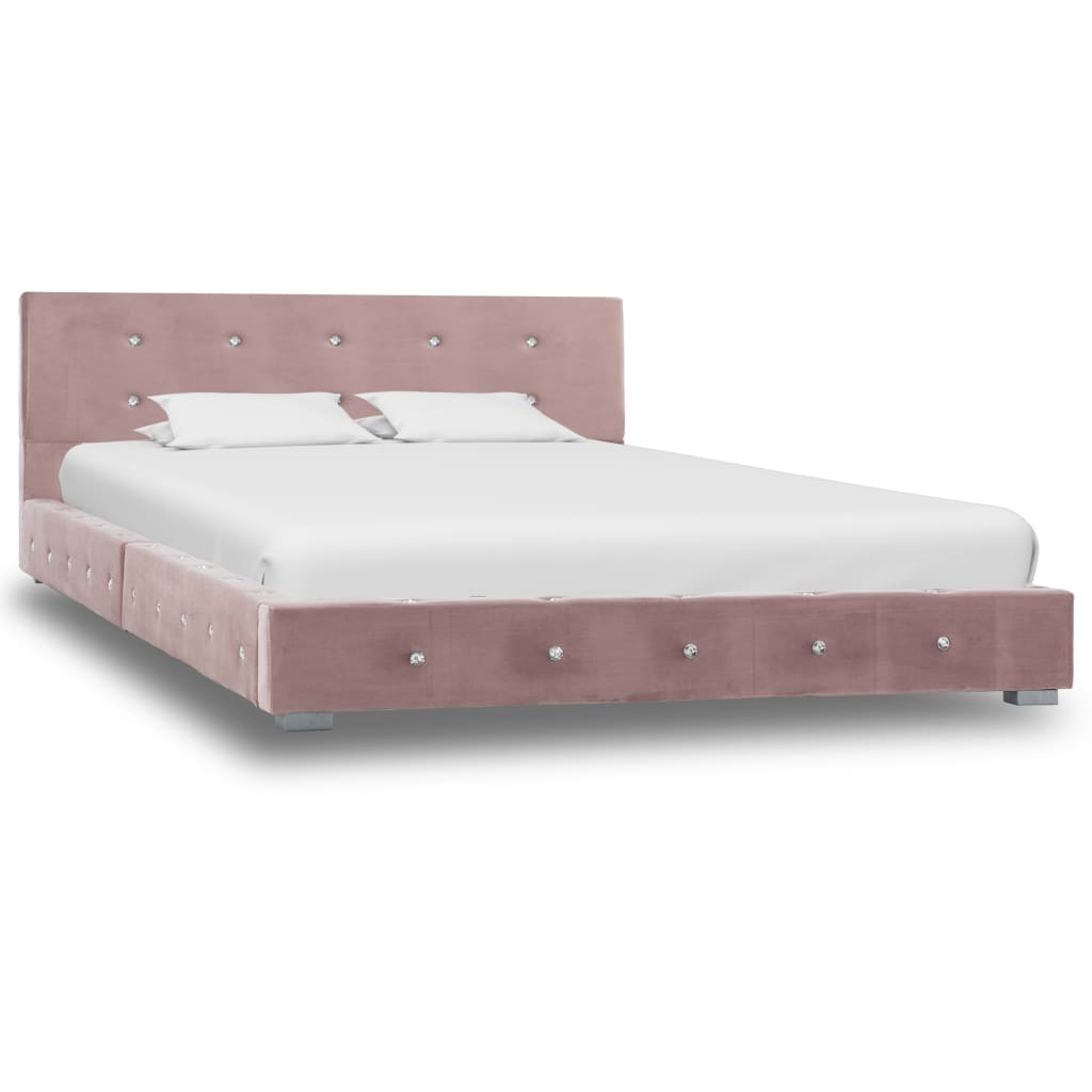 vidaXL gulta ar matraci, rozā samts, 120x200 cm