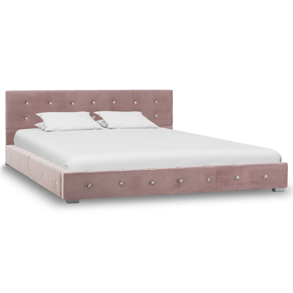 vidaXL Κρεβάτι Ροζ 140 x 200 εκ. Βελούδινο με Στρώμα