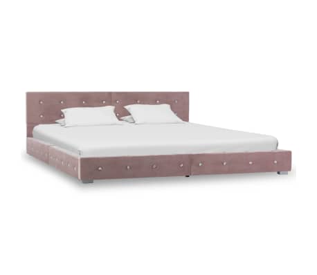 vidaXL gulta ar matraci, rozā samts, 160x200 cm