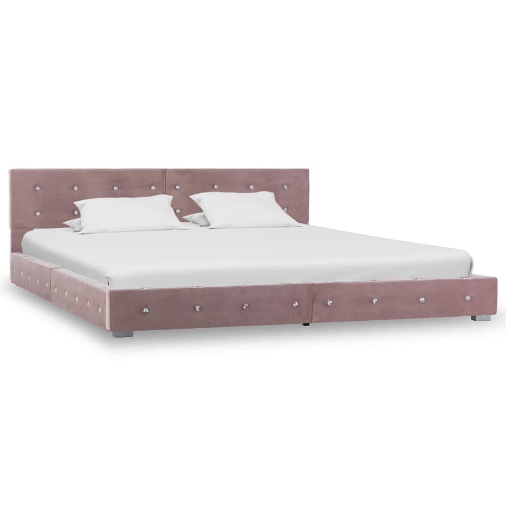 vidaXL Bed met matras fluweel roze 180x200 cm