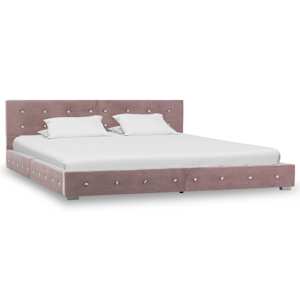 vidaXL Lit avec matelas Rose Velours 180x200 cm