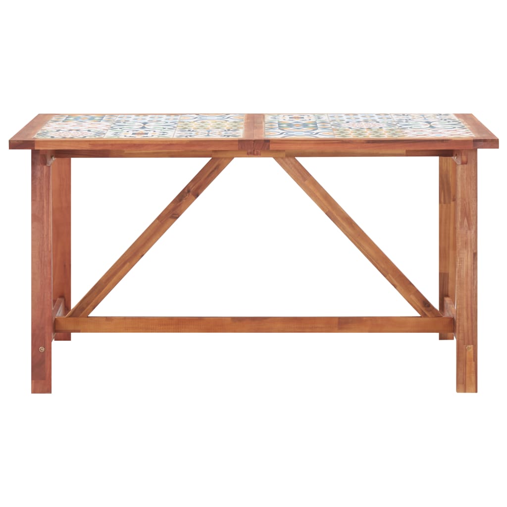 vidaXL Garden Dining Table 140x70x75 cm Tile Top and Solid Acacia Wood