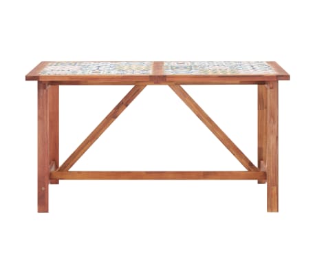 vidaXL Záhradný jedálenský stôl s mozaikou 140x70x75cm, akáciový masív