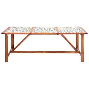 vidaXL Sodo valgomojo stalas, 206x90x75cm, plytelės ir akacija