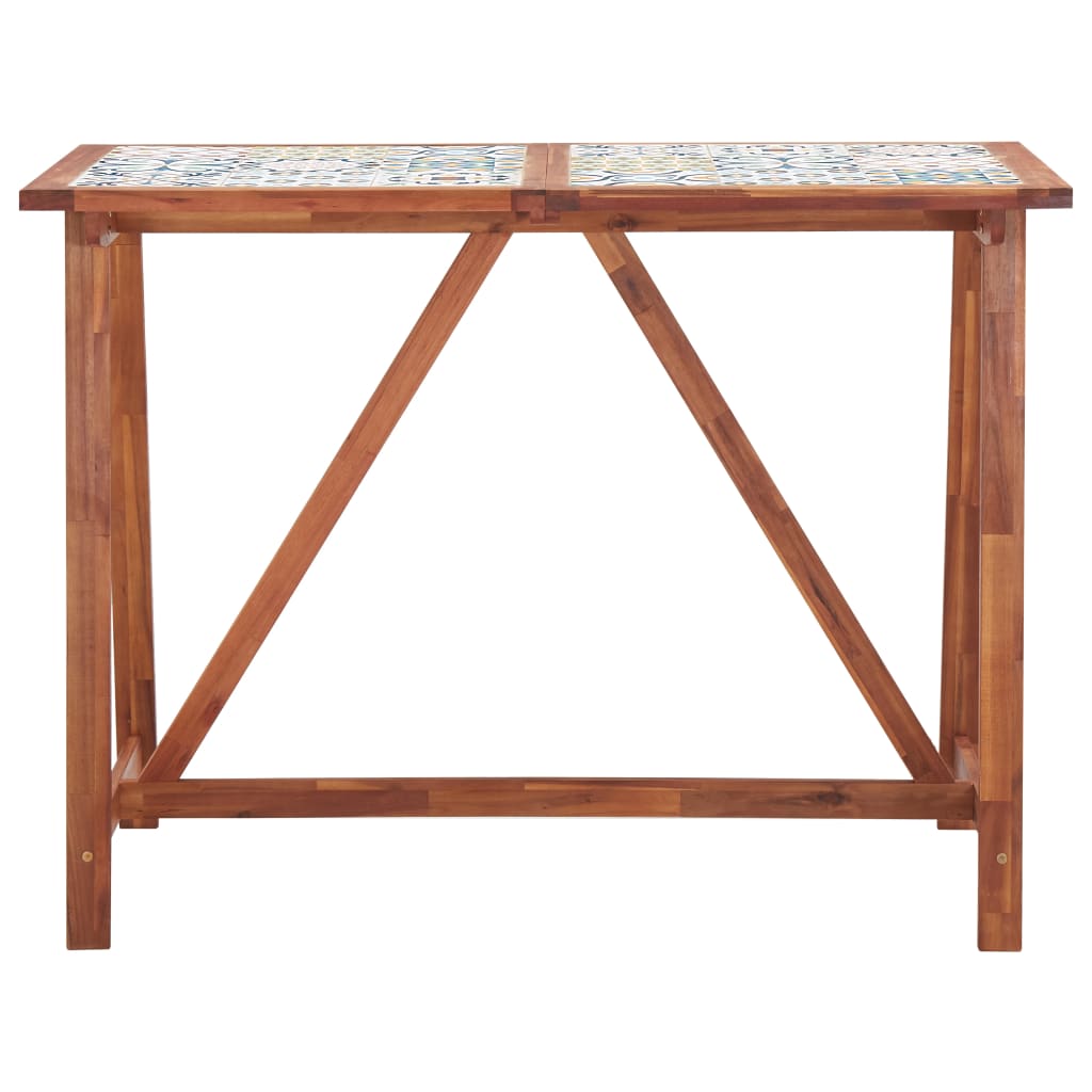 vidaXL Garden Bar Table 140x70x105 cm Tile Top and Solid Acacia Wood