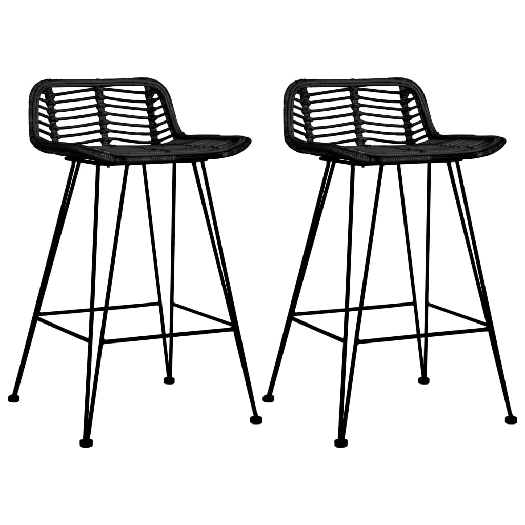 vidaXL Bar Chairs 2 pcs Black Rattan