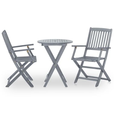 Vidaxl 3 Piece Folding Garden Bistro Set Solid Eucalyptus Wood