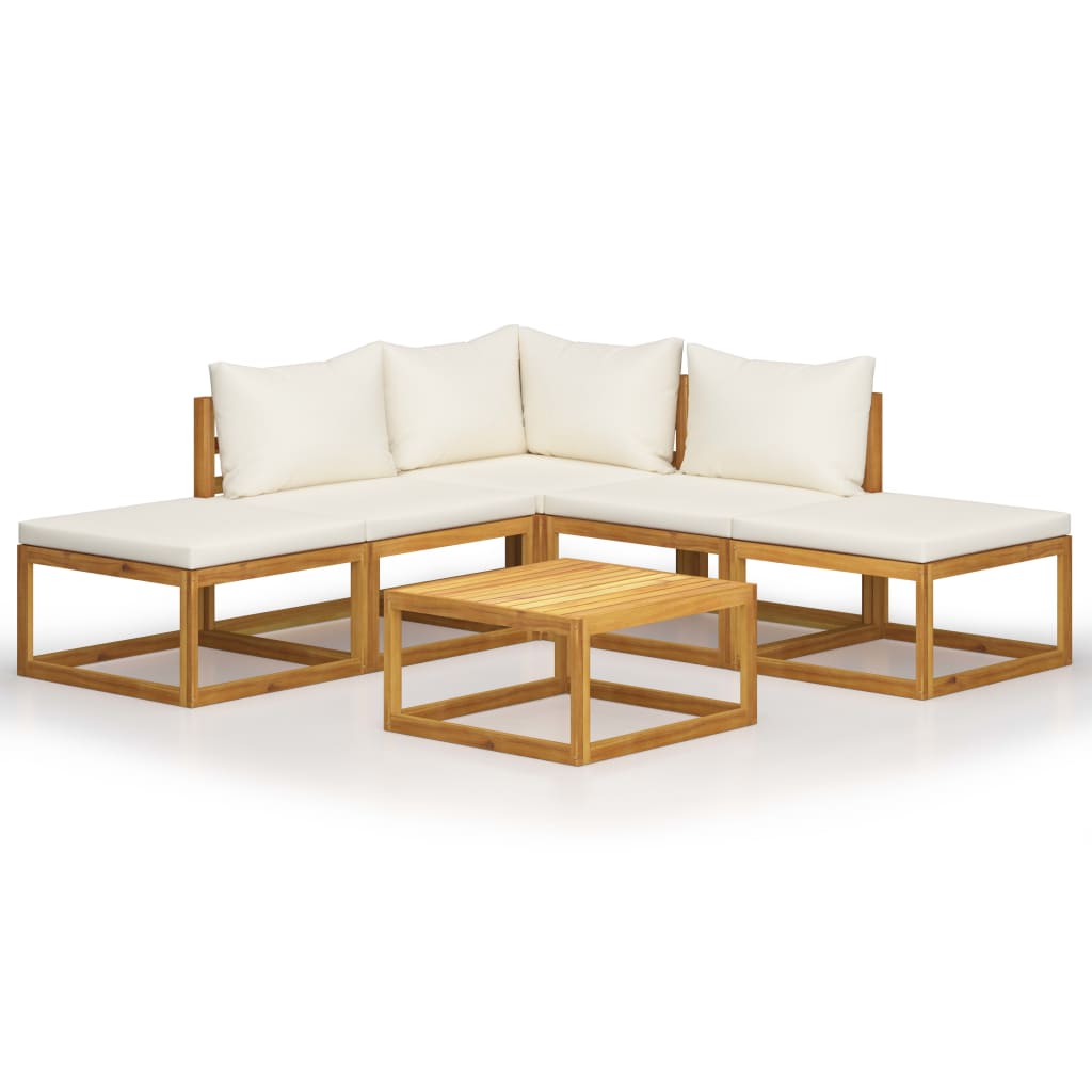 vidaXL 6-tlg. Garten-Lounge-Set mit Auflagen Massivholz Akazie