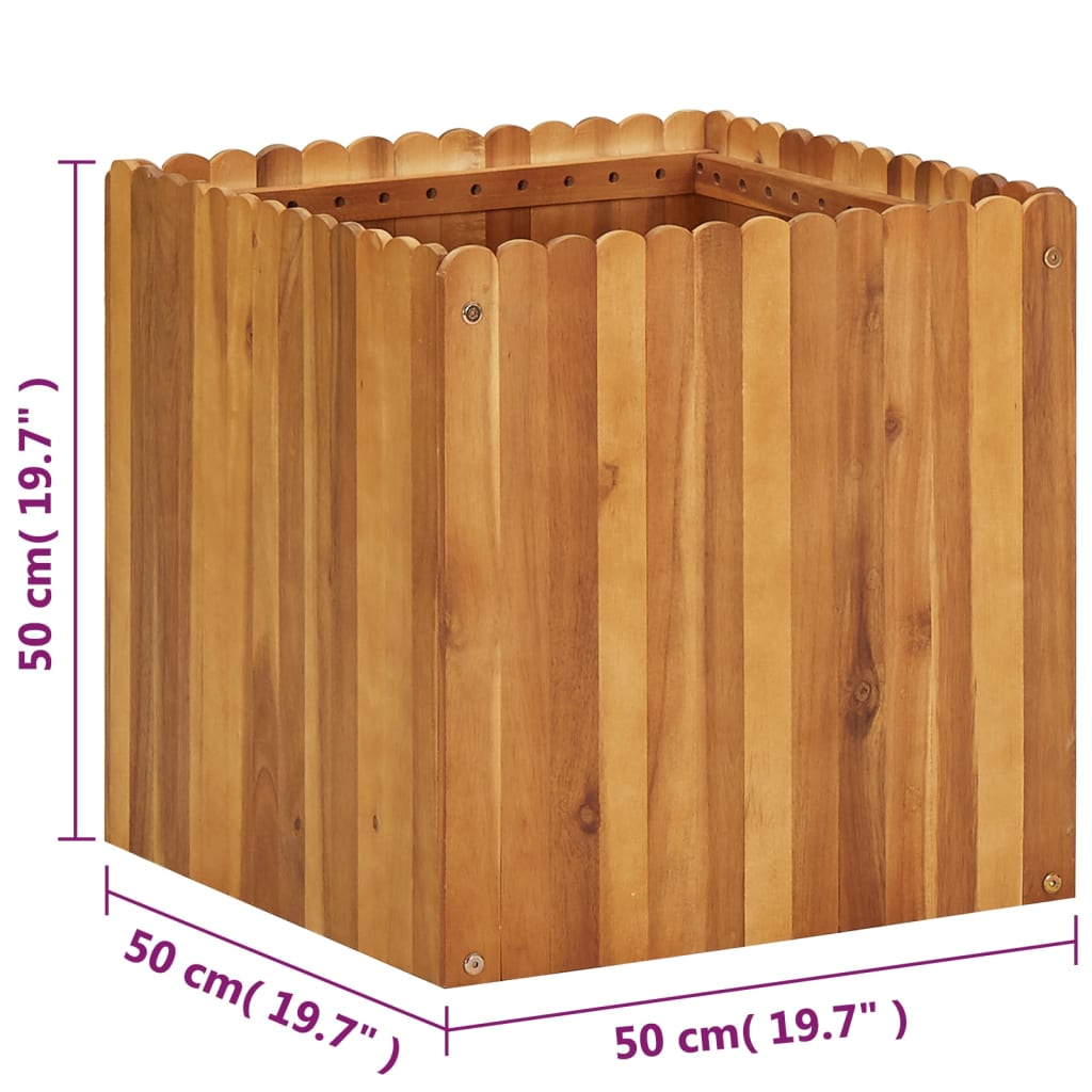 vidaXL Garden Raised Bed 19.6"x19.6"x19.6" Solid Acacia Wood