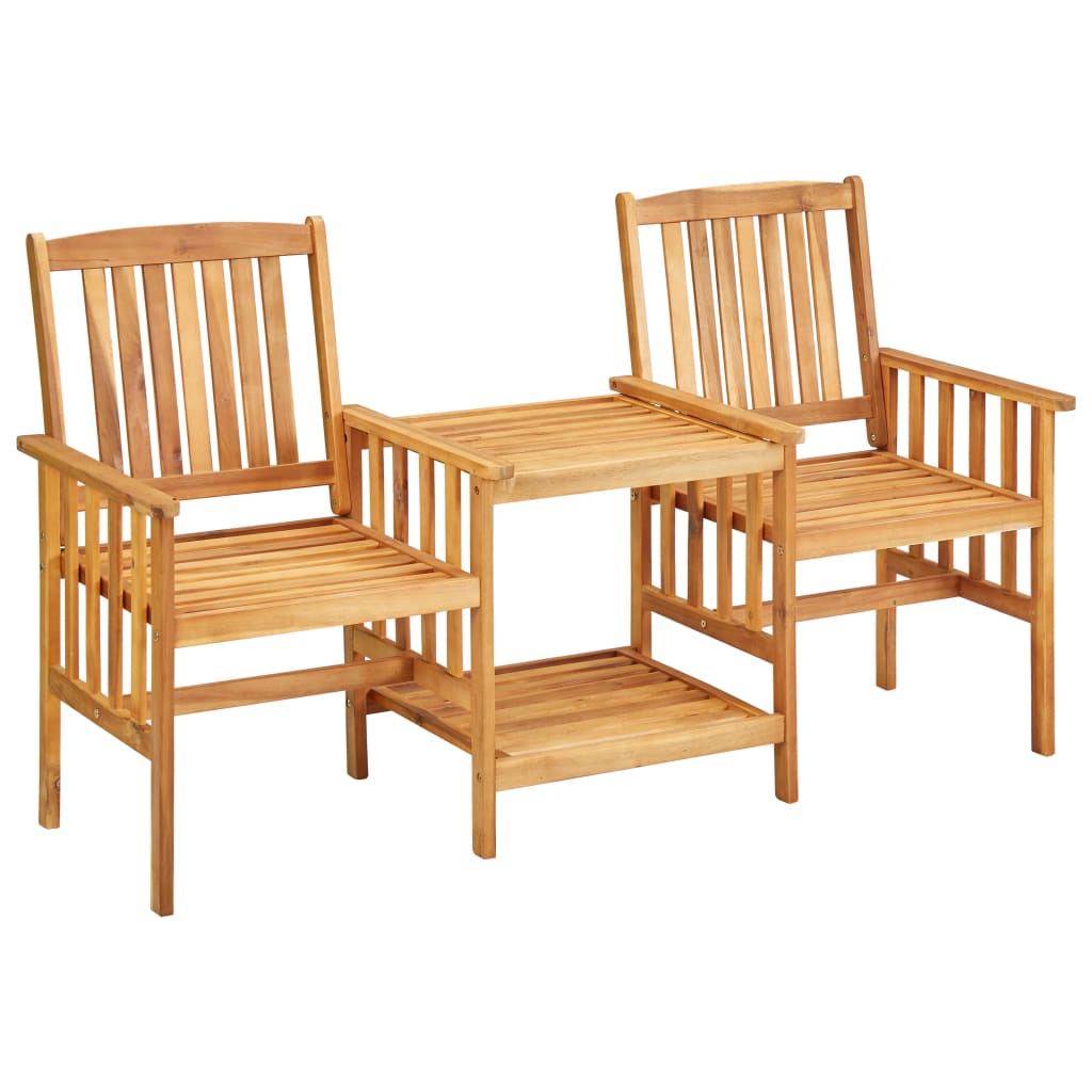 Garden Chairs with Tea Table 159x61x92 cm Solid Acacia Wood
