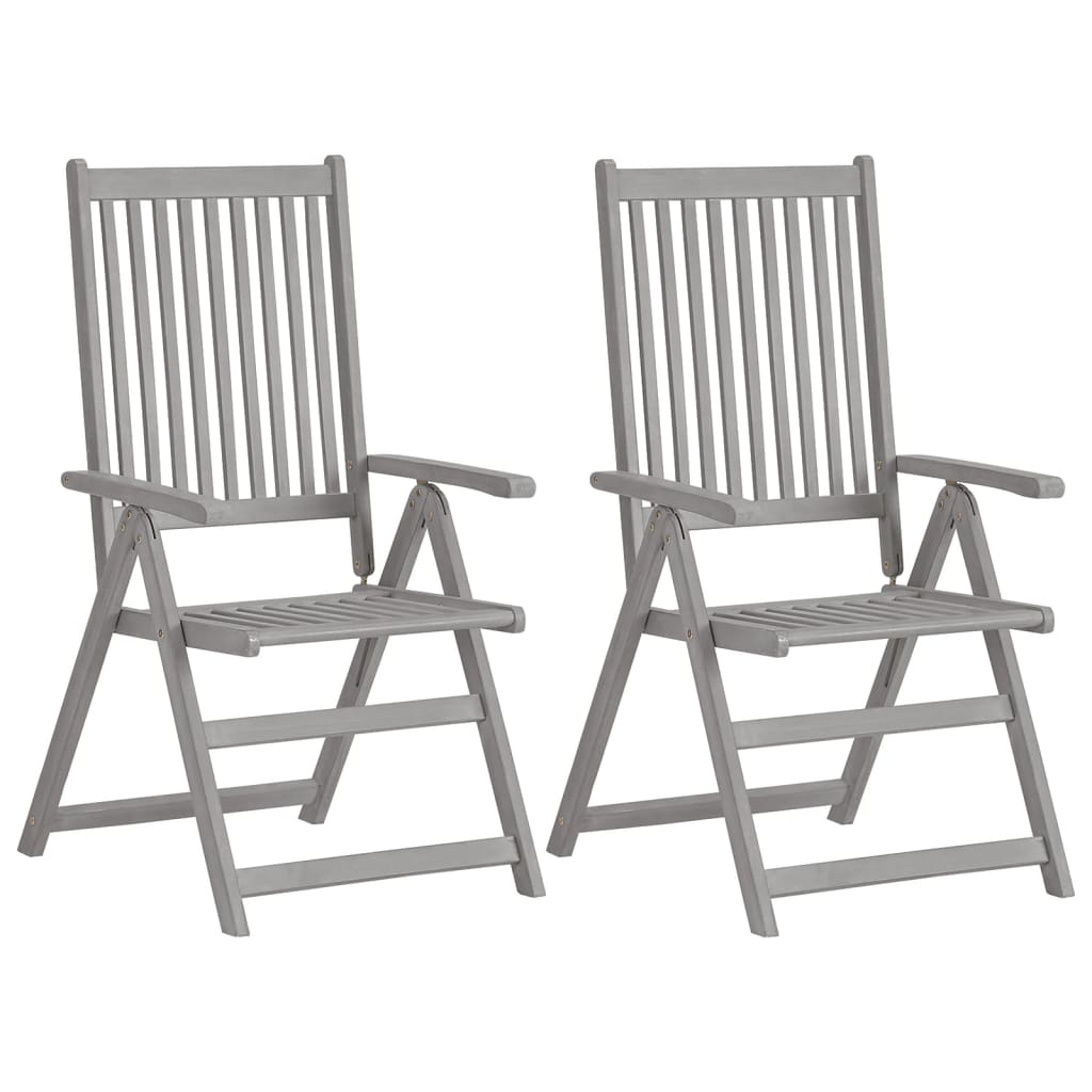 

vidaXL Patio Reclining Chairs 2 pcs Gray Solid Acacia Wood