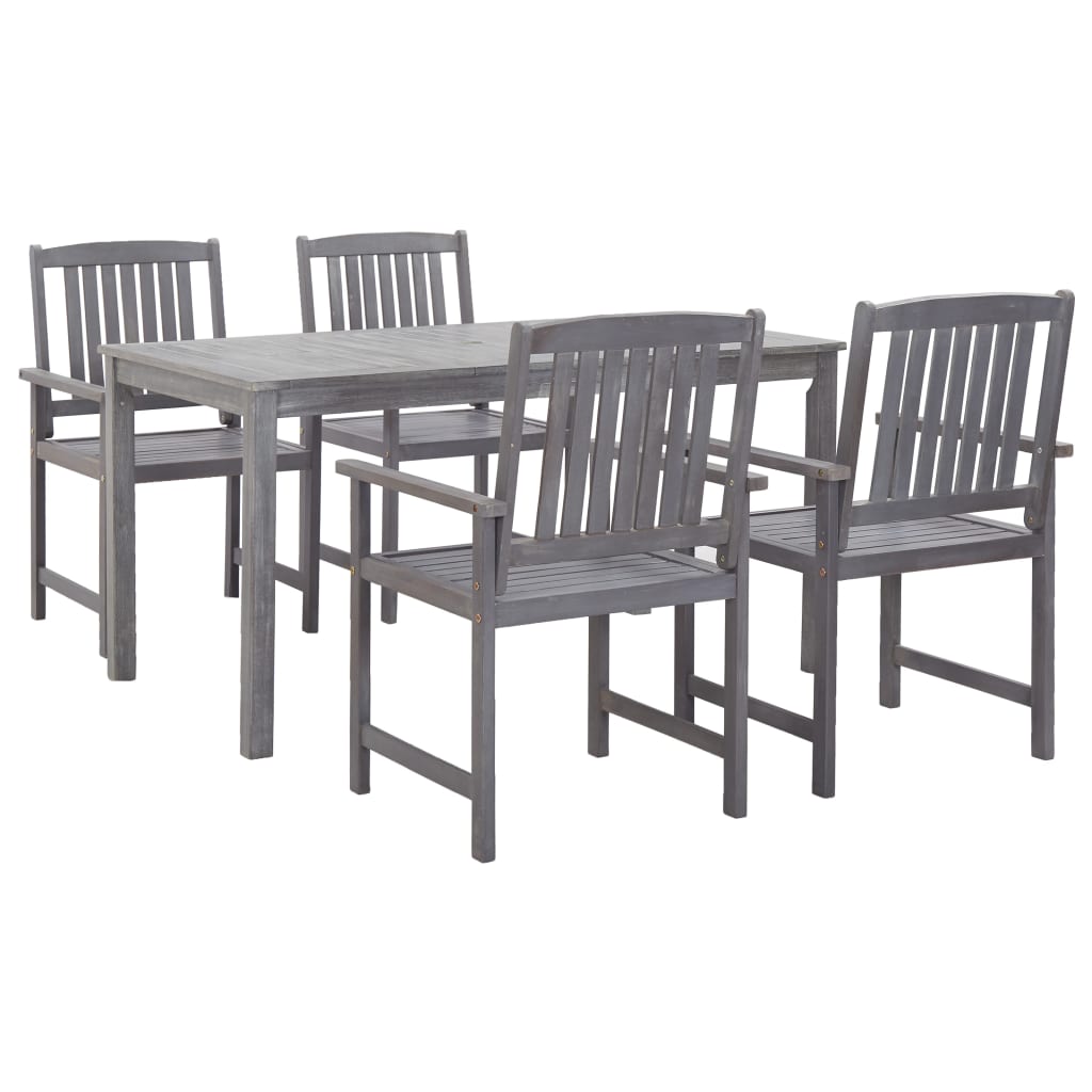 vidaXL Set mobilier de exterior, 5 piese, gri, lemn masiv de acacia