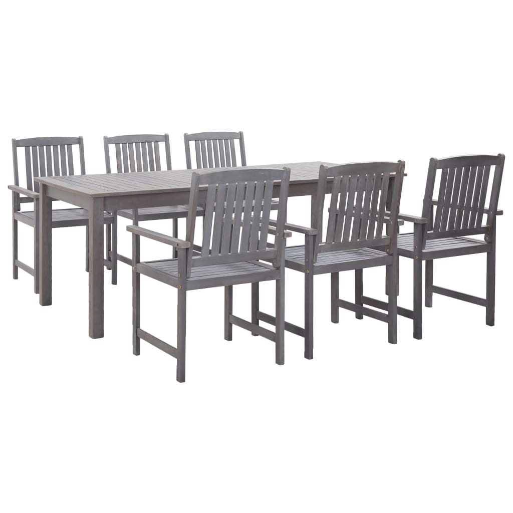 

vidaXL 7 Piece Patio Dining Set Gray Solid Acacia Wood