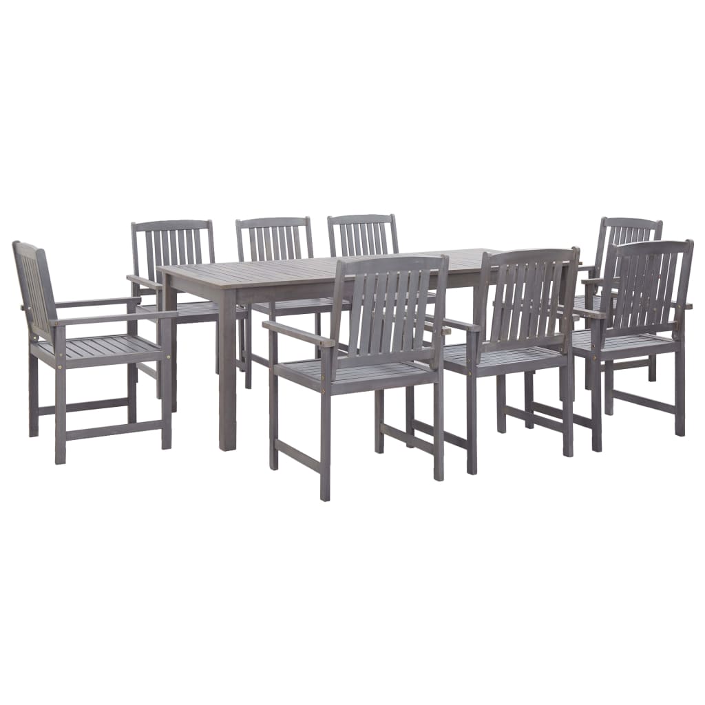 

vidaXL 9 Piece Patio Dining Set Gray Solid Acacia Wood